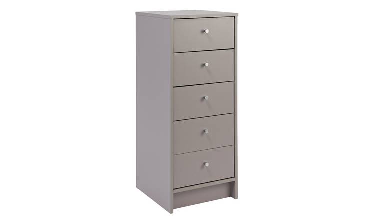 Grey slim chest of shop drawers