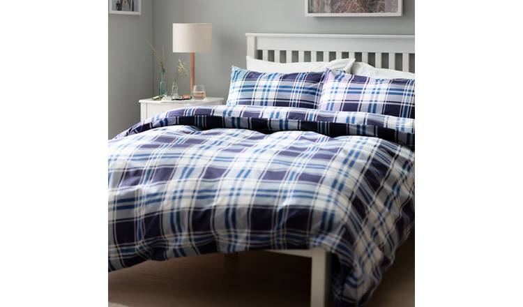 Argos Home Blue Check Bedding Set - Single 0