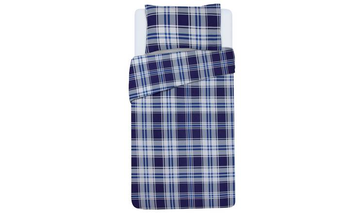 Buy Argos Home Check Blue & White Bedding Set Single Duvet cover