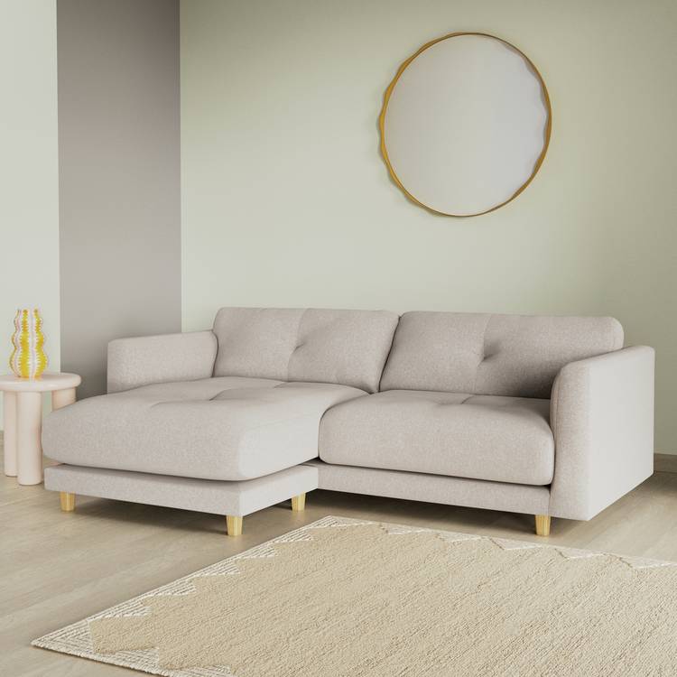 Habitat Emely Reversible Chaise Sofa - Stone - Ash Leg 0