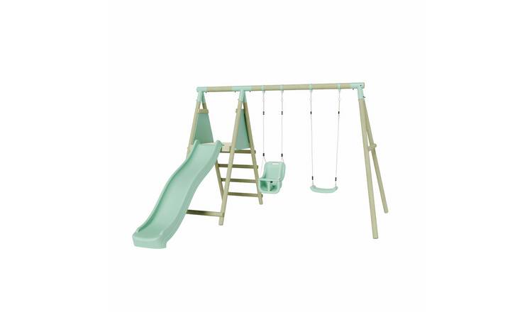 Mercia Wooden Double Swing with Single Baby Seat & Slide