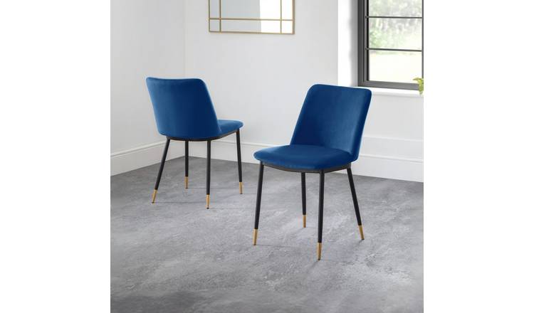 Julian Bowen Delaunay Pair of Velvet Dining Chairs - Blue