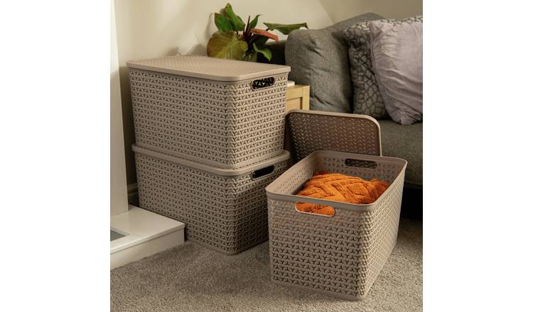 Strata Urban Store Set of 3 Storage Baskets with Lid - Mocha