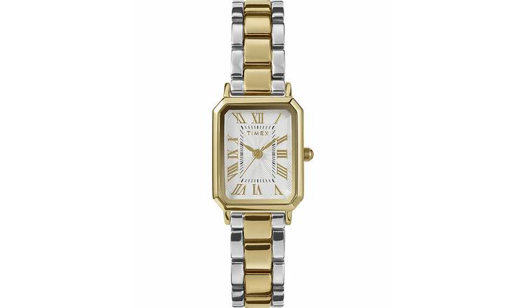Timex Women's  Dress White Dial Two Tone Bracelet Watch