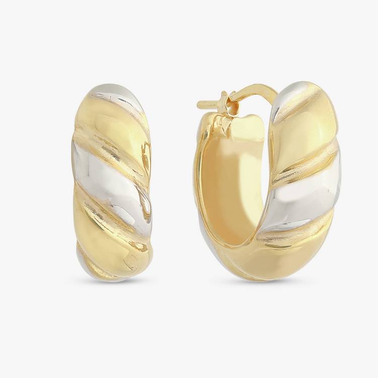 Revere Sterling Silver Two Tone Twisted Oval Hoop Earrings 0