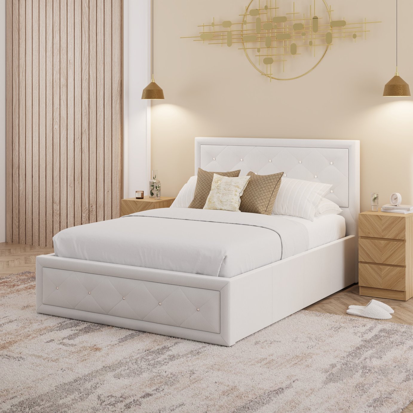 GFW Hollywood Ottoman Kingsize Bed Frame - White