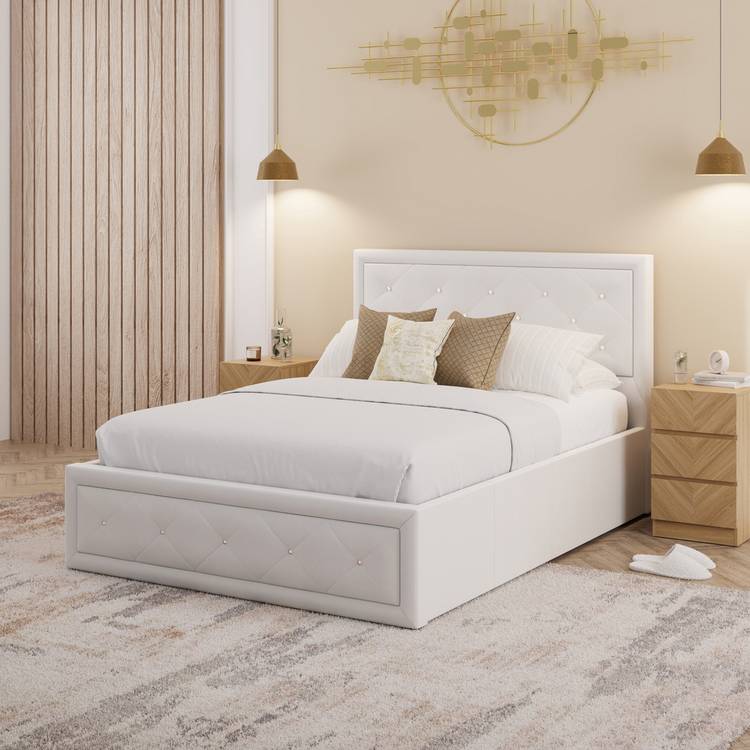 GFW Hollywood Ottoman Kingsize Bed Frame - White 0