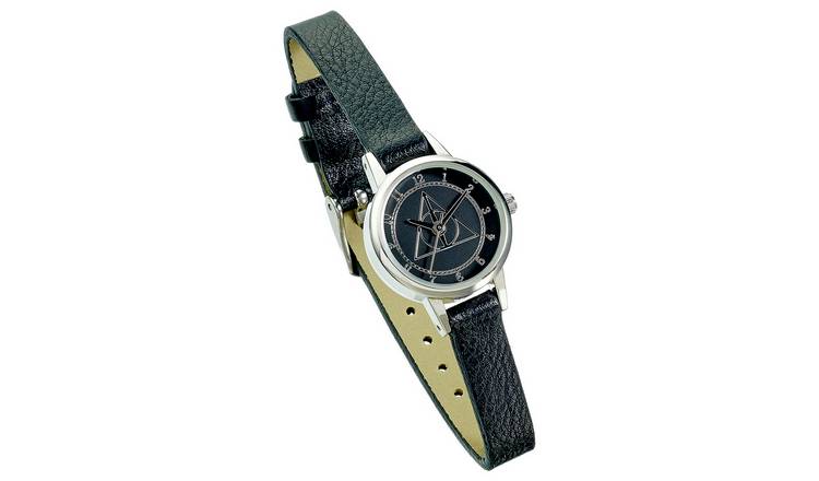 Harry Potter Deathly Hallows Black Leather Strap Watch