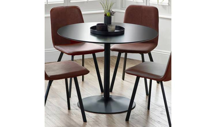 Julian Bowen Nero 2 Seater 100cm Round Dining Table - Black