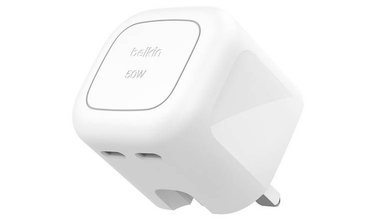 Belkin 50W Dual USB-C GaN Wall Charger - White