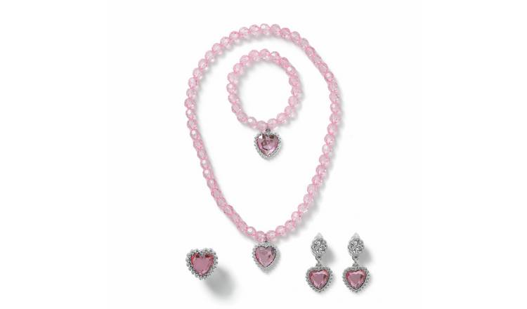 Flitzy Pink Crystal Style Heart Charm Jewellery Set