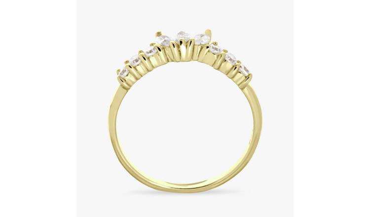 Revere Gold Plated Silver Cubic Zirconia Crown Ring - Small