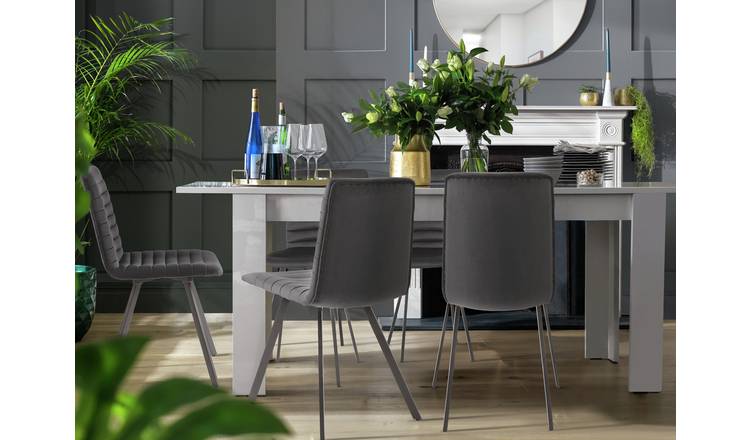 Argos Home Miami Ext White Dining Table & 6 Charcoal Chairs