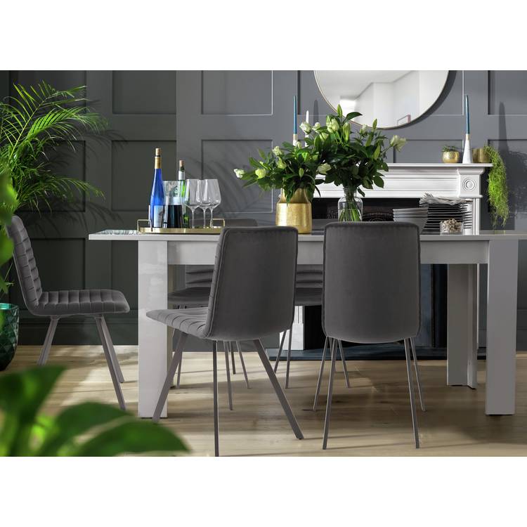 Argos Home Miami Ext White Dining Table & 6 Charcoal Chairs 0