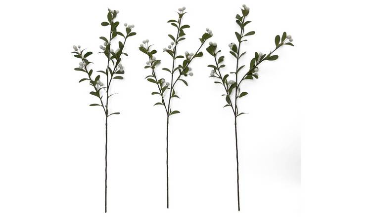 Argos Home Artificial White Mistletoe Stems 3 Pack - 5cm