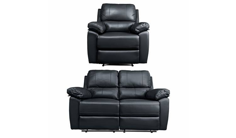 Argos Home Toby Chair & 2 Seater Recliner Sofa - Black