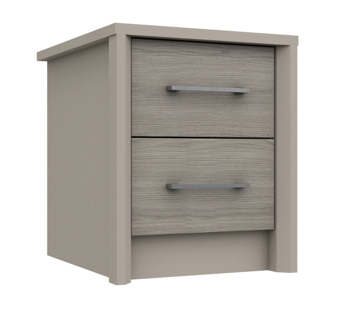 Lancaster 2 Drawer Bedside Table - Grey