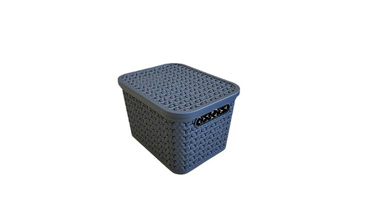 Strata Urban 3x14L Plastic Storage Baskets with Lid-Charcoal