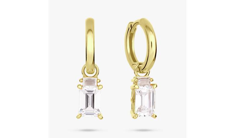 Revere 9ct Gold Plated Silver Cubic Zirconia Drop Earrings