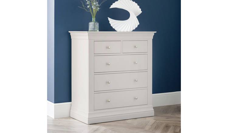 Julian Bowen Clermont 5 Drawer Chest - Light Grey
