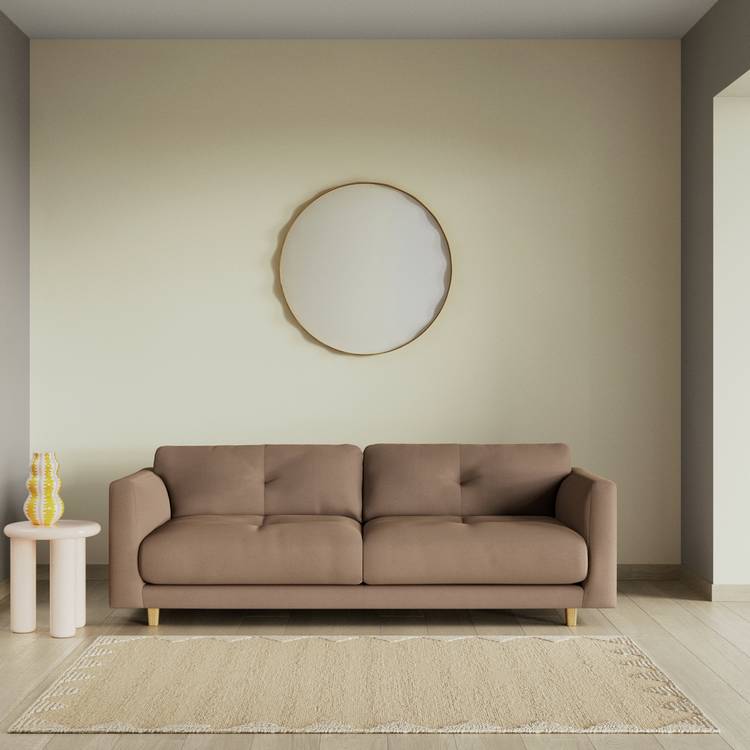 Habitat Emely Fabric 3 Seater Sofa - Biscuit - Ash Leg 0