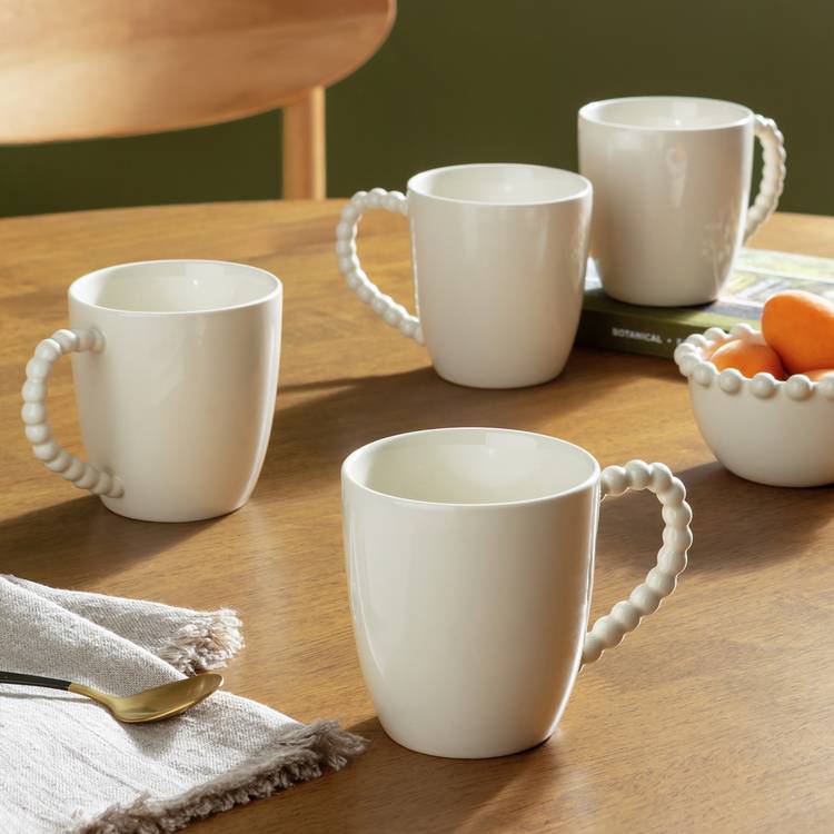 Habitat Bobbin 4 Piece Stoneware Mugs - Cream 0
