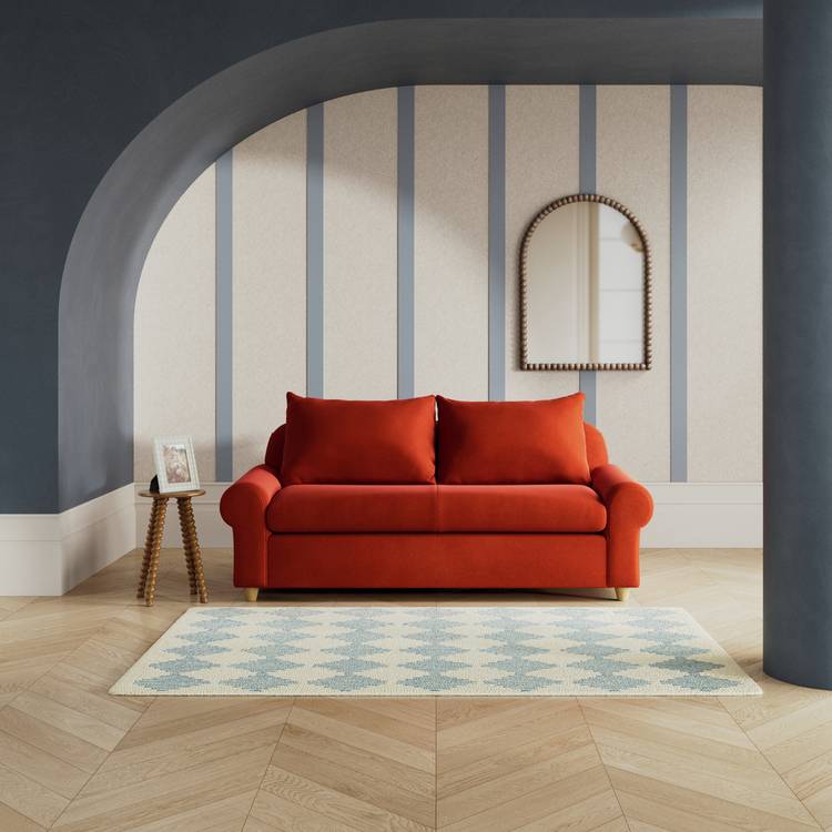 Habitat Whitby Velvet 2 Seater Sofa - Burnt Orange - Ash Leg 0