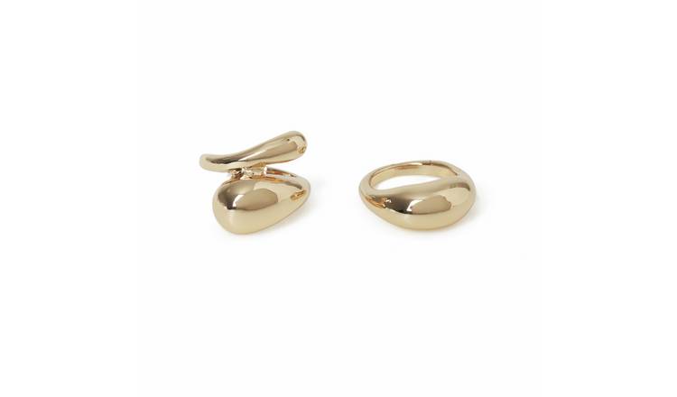 Freedom Gold Smooth Pack of 2 Fashion Rings - Medium
