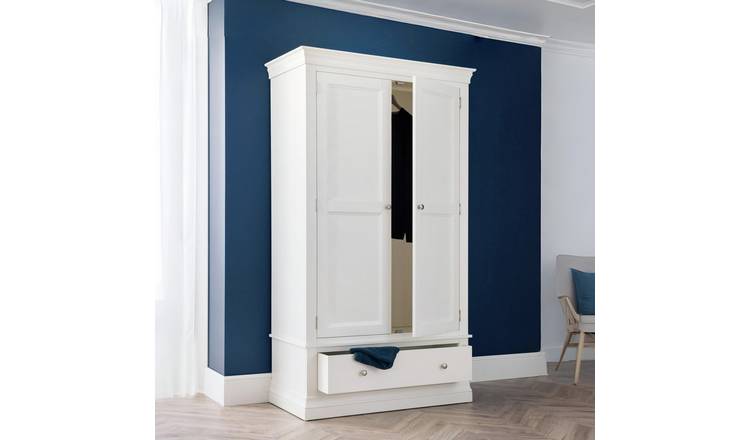 Julian Bowen Clermont 2 Door 1 Drawer Wardrobe - White