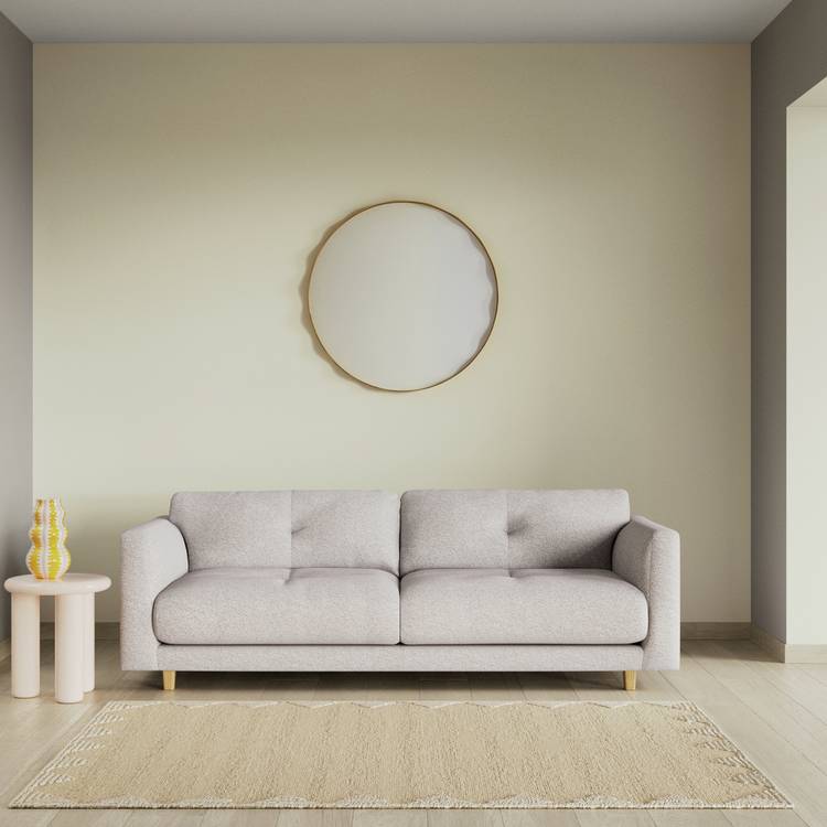 Habitat Emely Fabric 3 Seater Sofa - Natural - Ash Leg 0