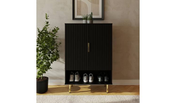 GFW Nervata 2 Door Shoe Storage Cabinet - Black