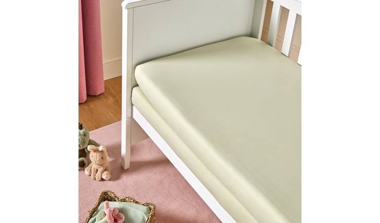Argos Home Nursery Cotton Jersey 2 Pack Green Fitted Sheets - Single