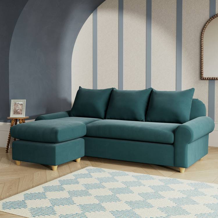 Habitat Whitby Reversible Chaise Sofa - Teal - Ash Leg 0