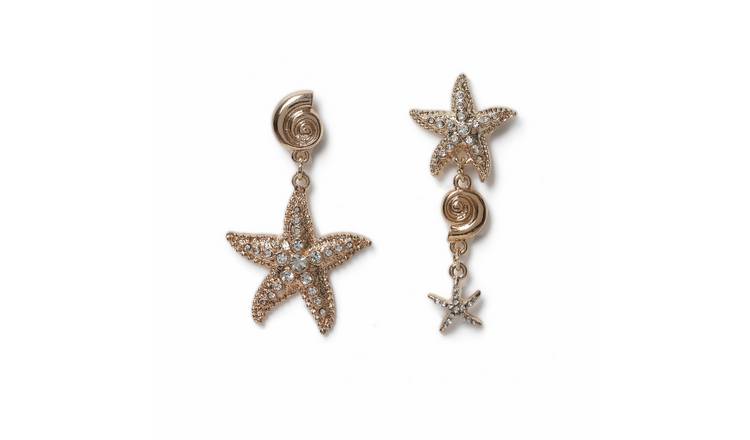 Freedom Starfish & Shell Mismatch Drop Earrings