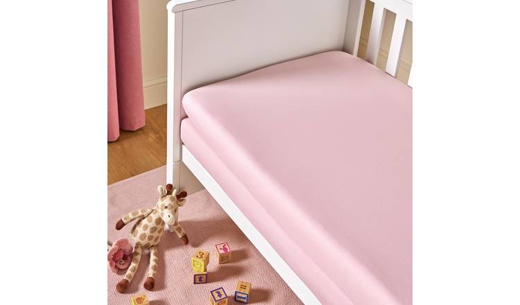 Argos Home Nursery Cotton Jersey 2 Pack Pink Fitted Sheets - Cot bed