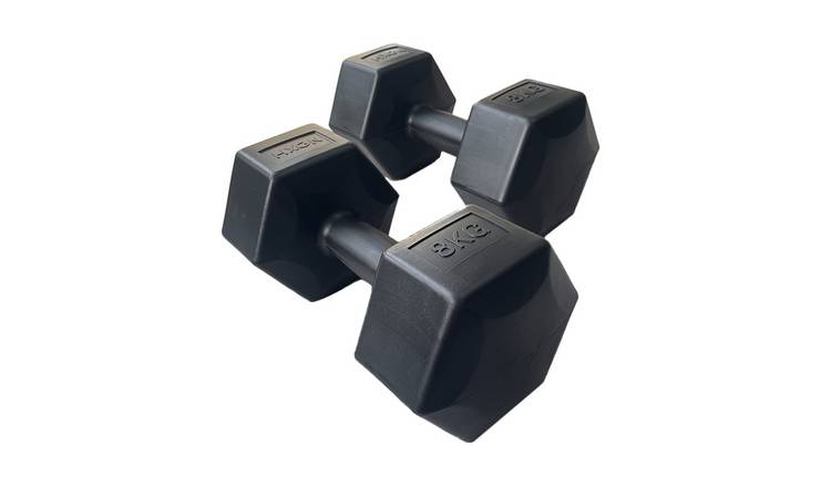 HXGN Vinyl Hex Dumbbells - 2 x 8kg