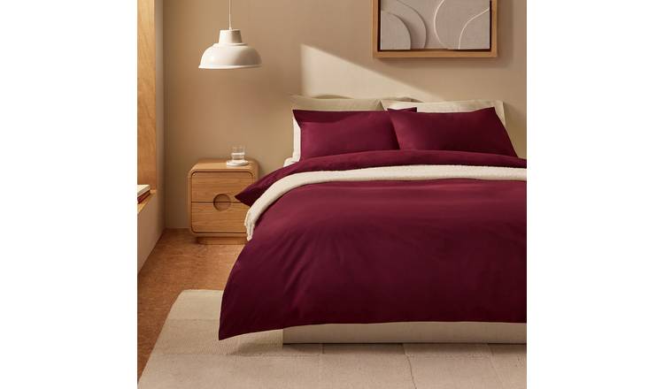 Habitat Cotton 200 TC Plain Burgundy Bedding Set - Single