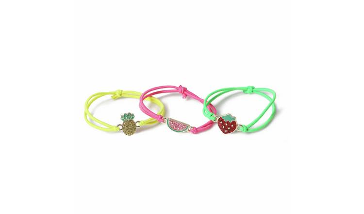Flitzy Kids Colourful Cord Fruit Charm Bracelets - Set of 3