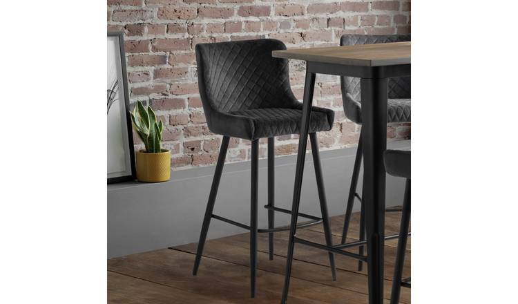 Julian Bowen Luxe Velvet Bar Stool - Grey
