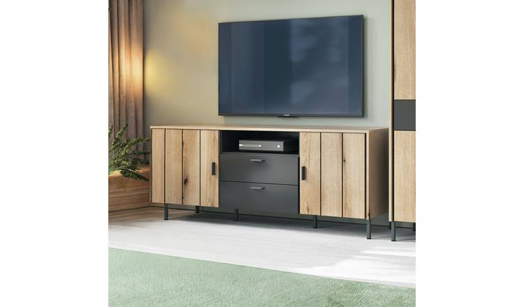 Furniture To Go Arundel 2 Door 2 Drawer TV Unit - Natural & Grey