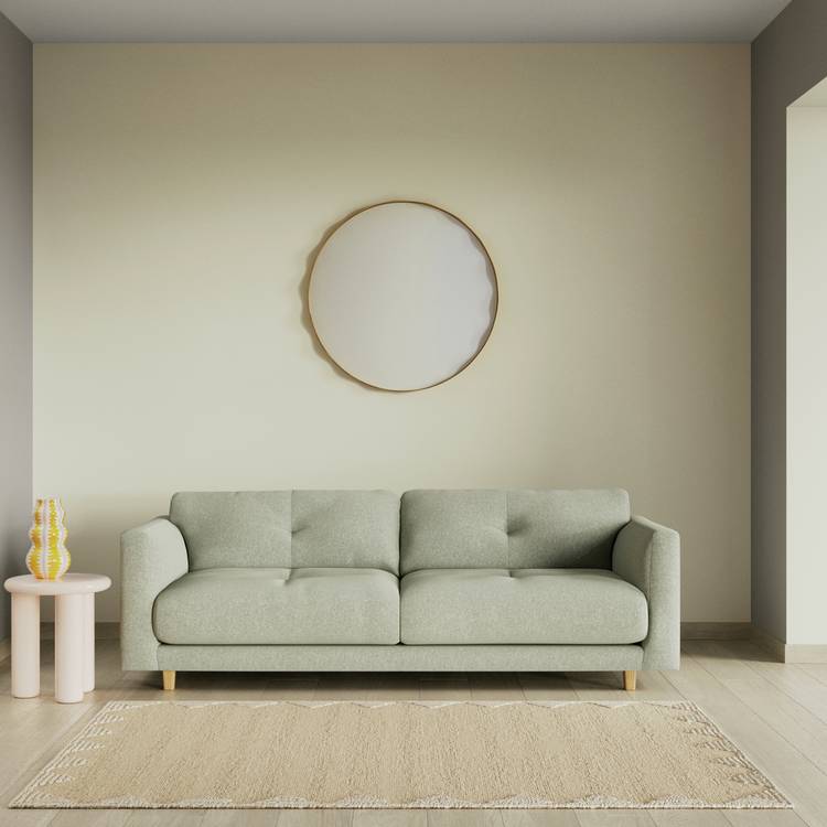 Habitat Emely Fabric 3 Seater Sofa - Sage Green - Ash Leg 0