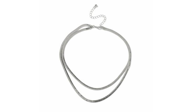 Freedom Silver Double Row Snake Chain Necklace