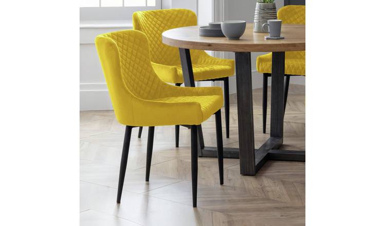 Julian Bowen Luxe Pair of Velvet Dining Chairs - Mustard