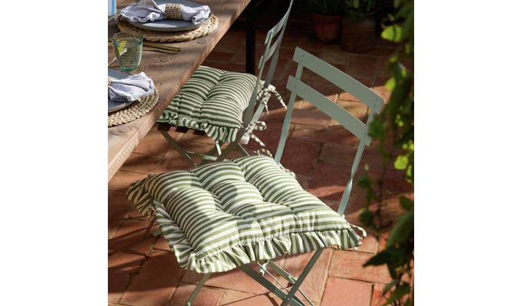 Wylder Ruffle Pack of 2 Outdoor Seat Pads - Green