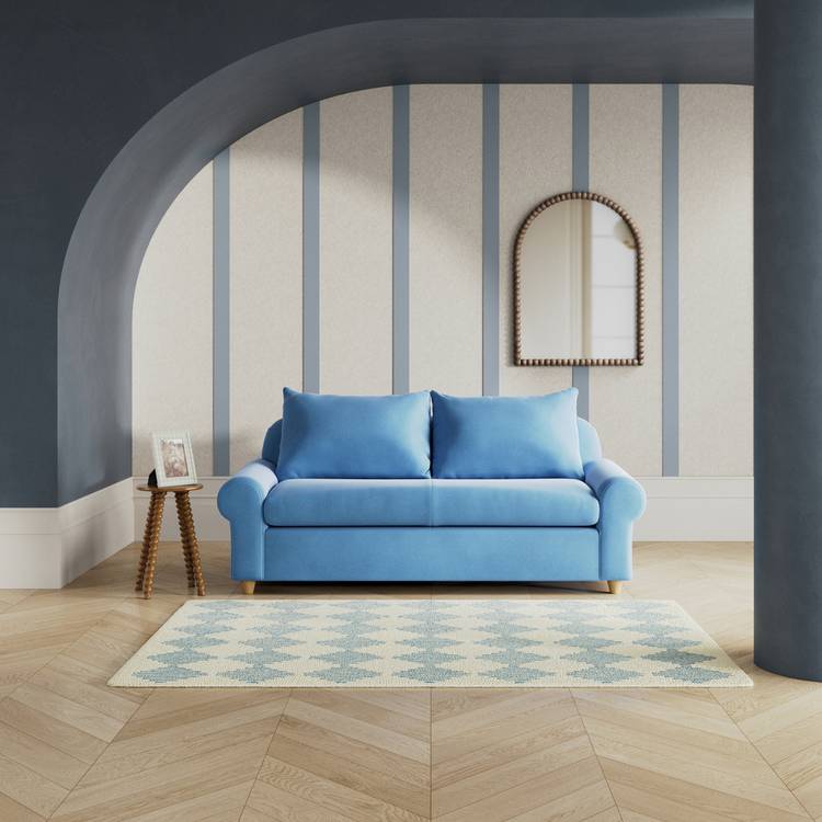 Habitat Whitby Velvet 2 Seater Sofa - Sky Blue- Ash Leg 0