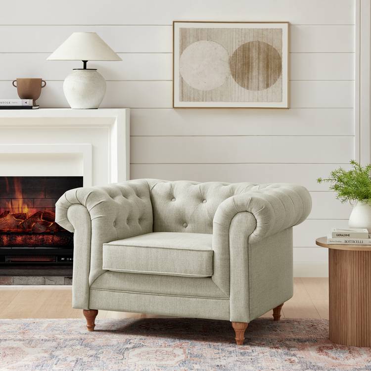 Habitat Chesterfield Fabric Armchair - Natural 0