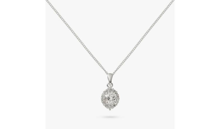 Revere Sterling Silver Round Cubic Zirconia Pendant Necklace