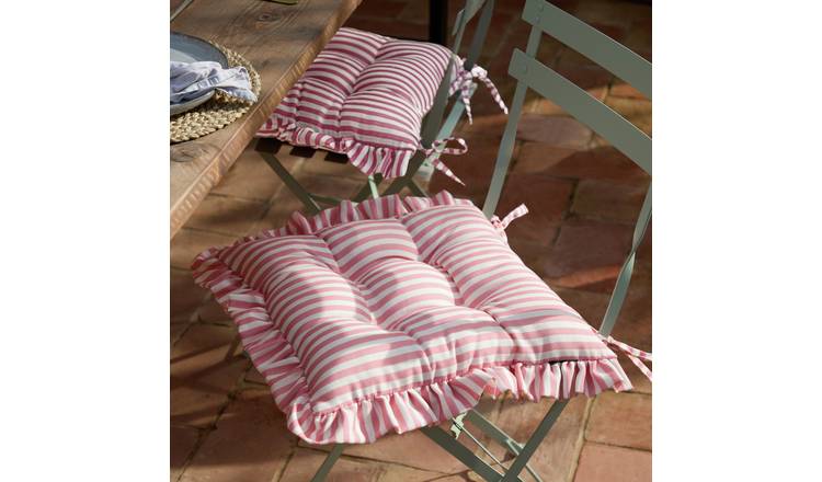 Wylder Ruffle Pack of 2 Outdoor Seat Pads - Pink