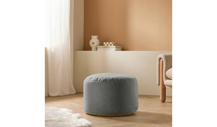 Kaikoo Sherpa Fabric Pouffe - Grey