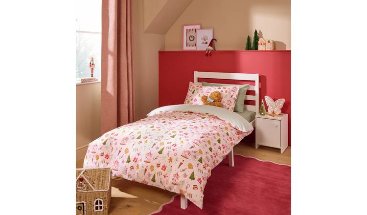 Argos Home Kids Cotton Christmas Vintage Fairy Pink Bedding Set - Single